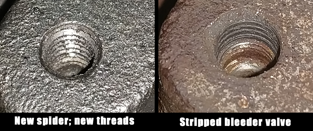 broken threads on torque spider