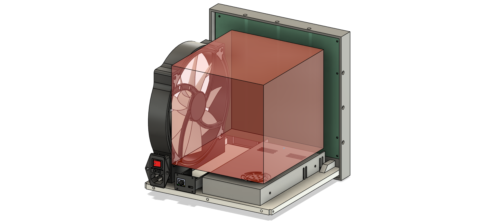 An internal view of the device, showing where the RISC-V boards will go