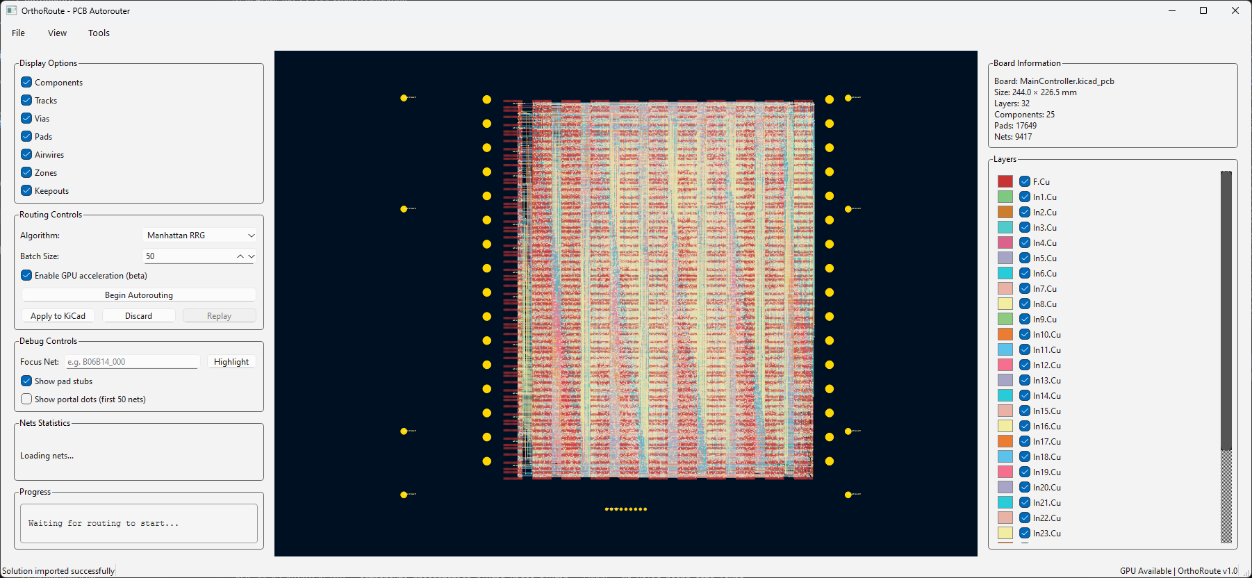 Full backplane view showing completed routing