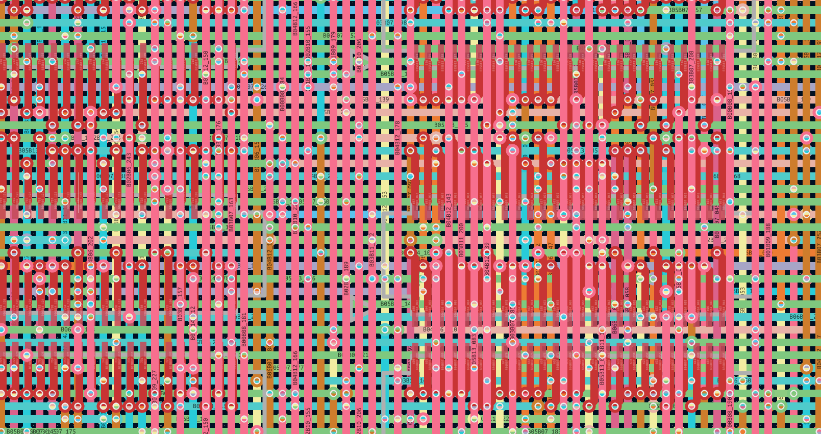 Zoomed detail of Manhattan lattice routing