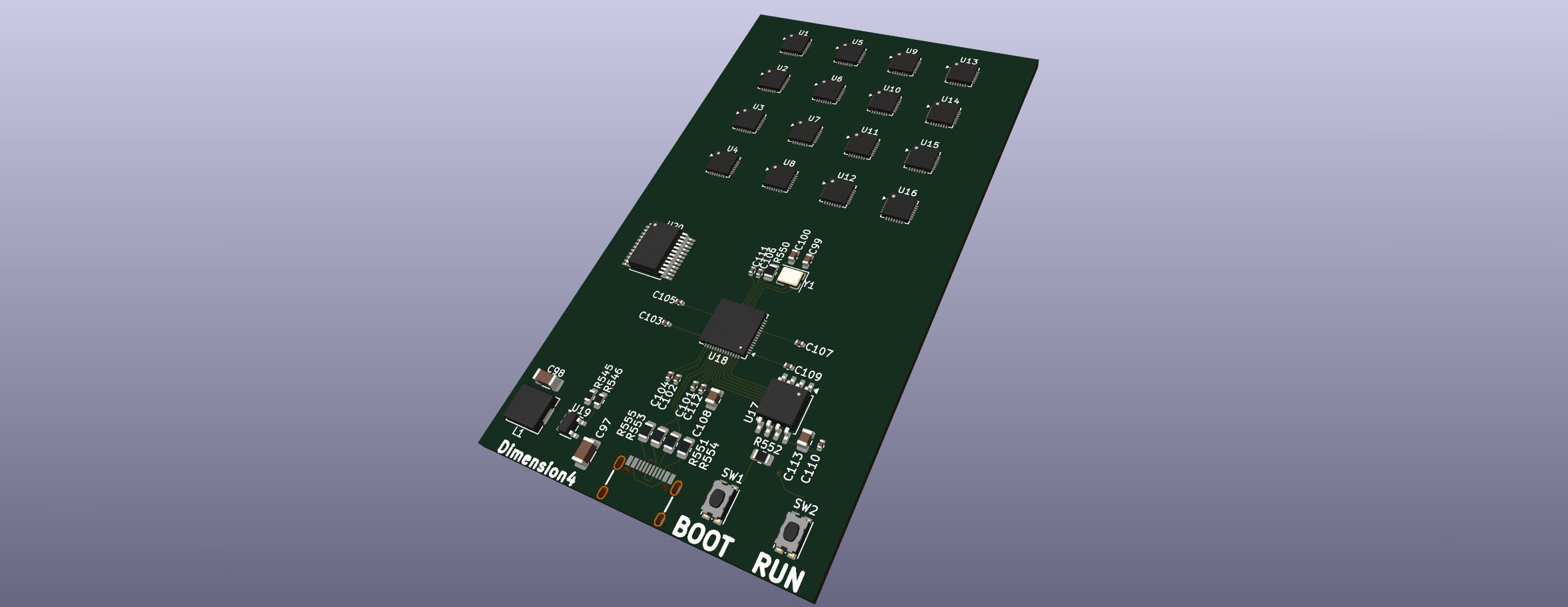 Render of the 16-node board